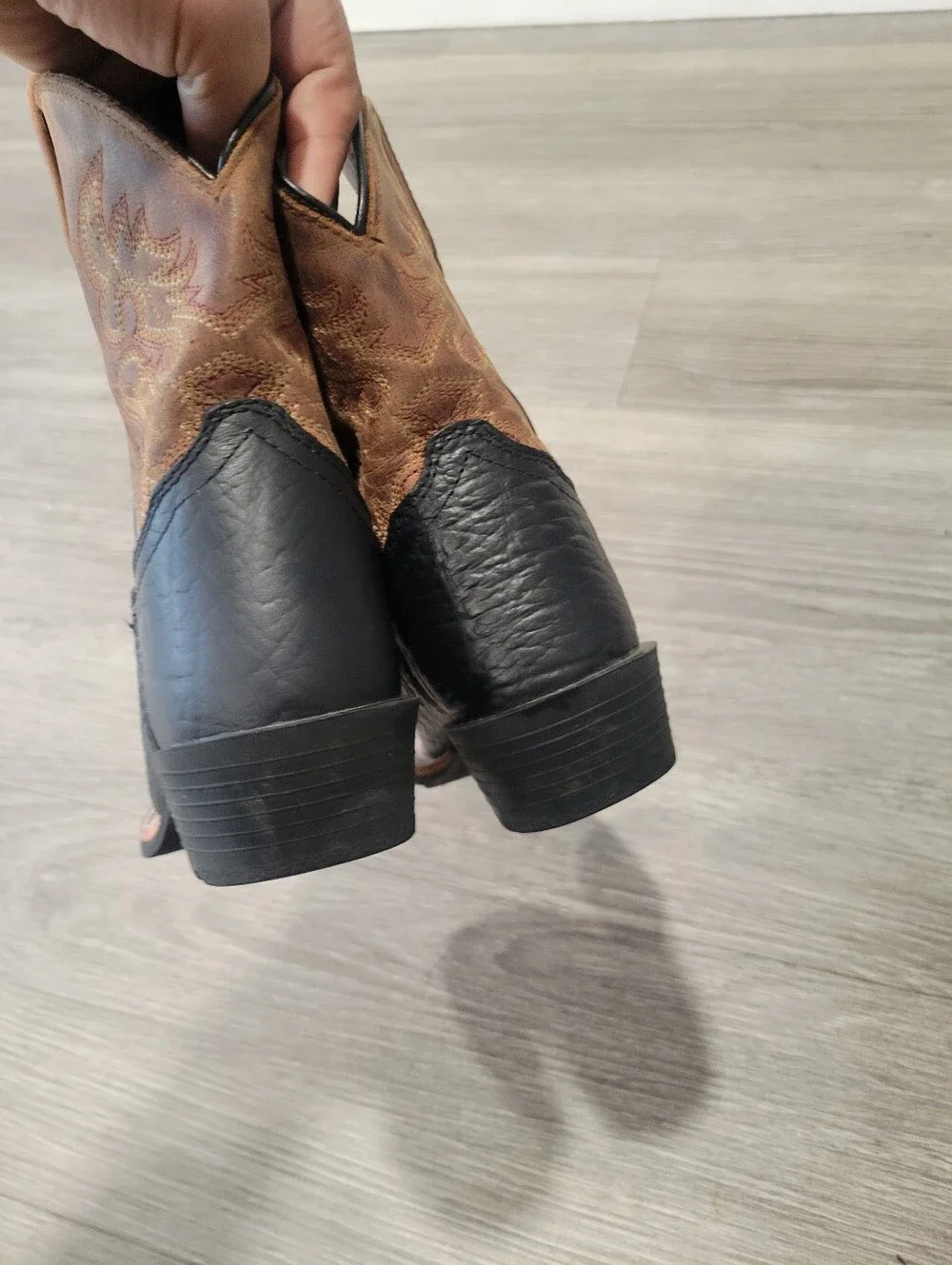 Dan Post Black and Brown Square Toe Western Cowboy Boots Size 11.5